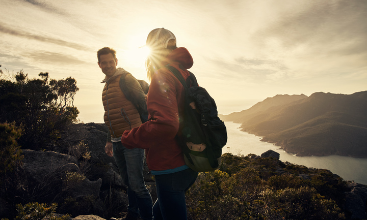 sunset hikers